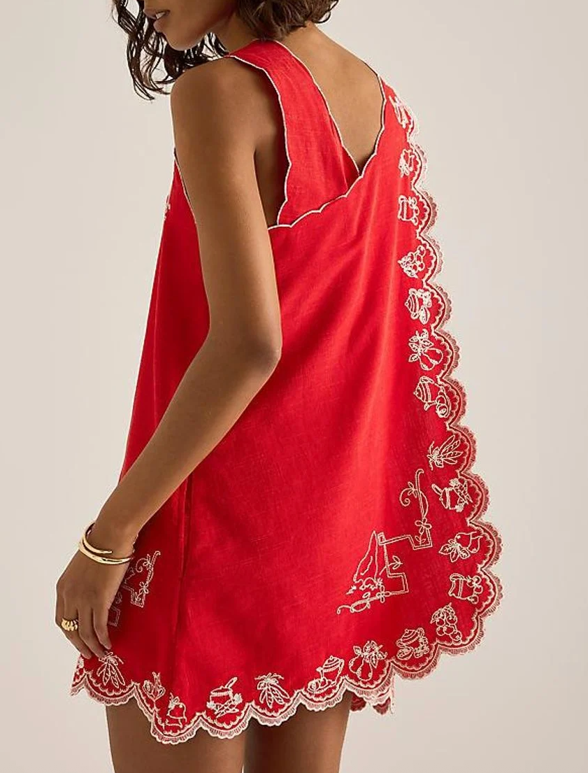 Natalina Embroidered Apron Dress