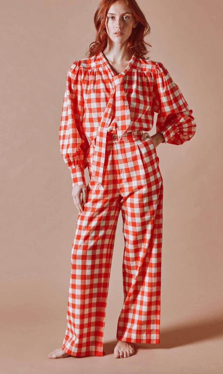 Vichy Red Check Trousers