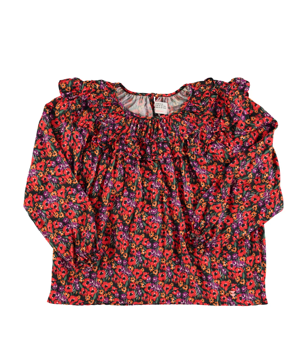 Pink Red Floral Blouse