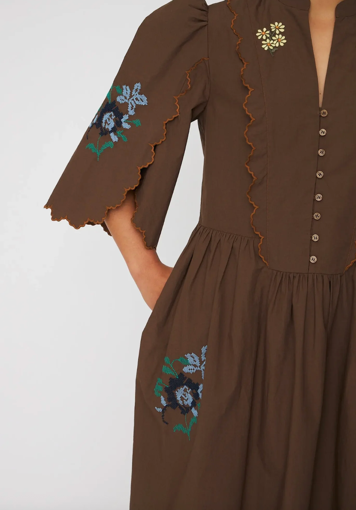 Embroidered Midi Dress