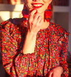 Pink Red Floral Blouse