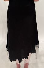 Black Lace Trim Satin Skirt
