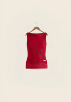 Polka Dot  Red Mesh Top