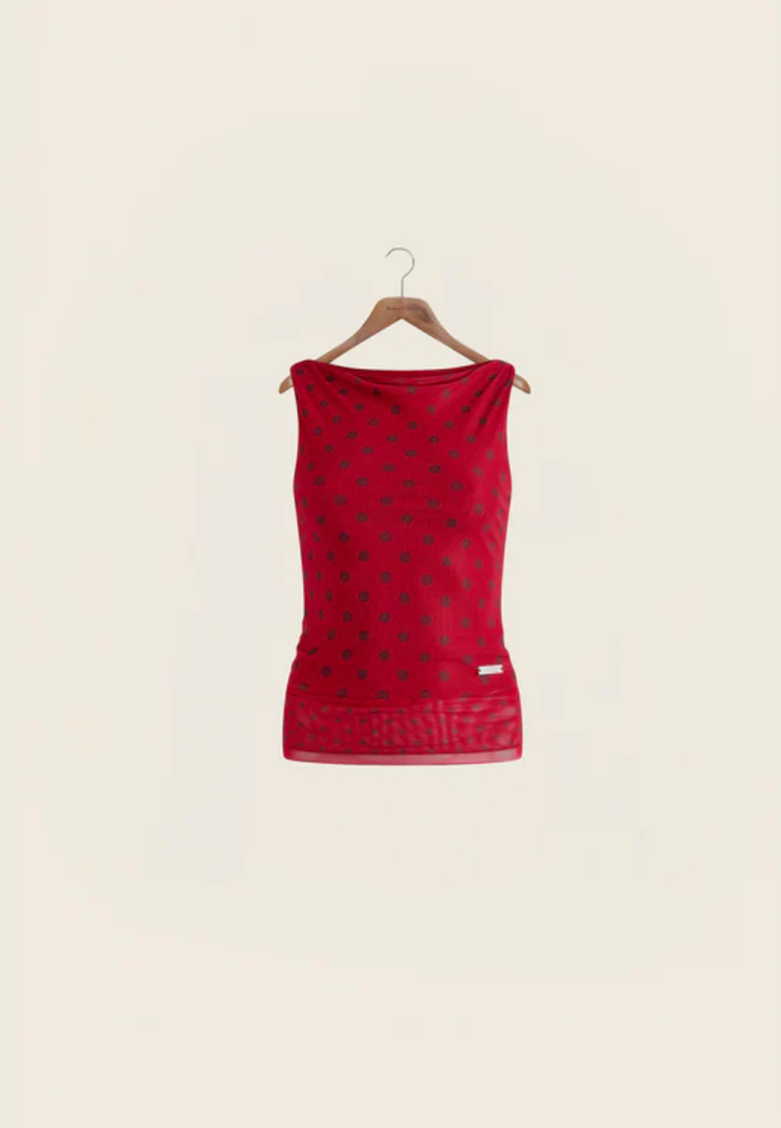 Polka Dot  Red Mesh Top