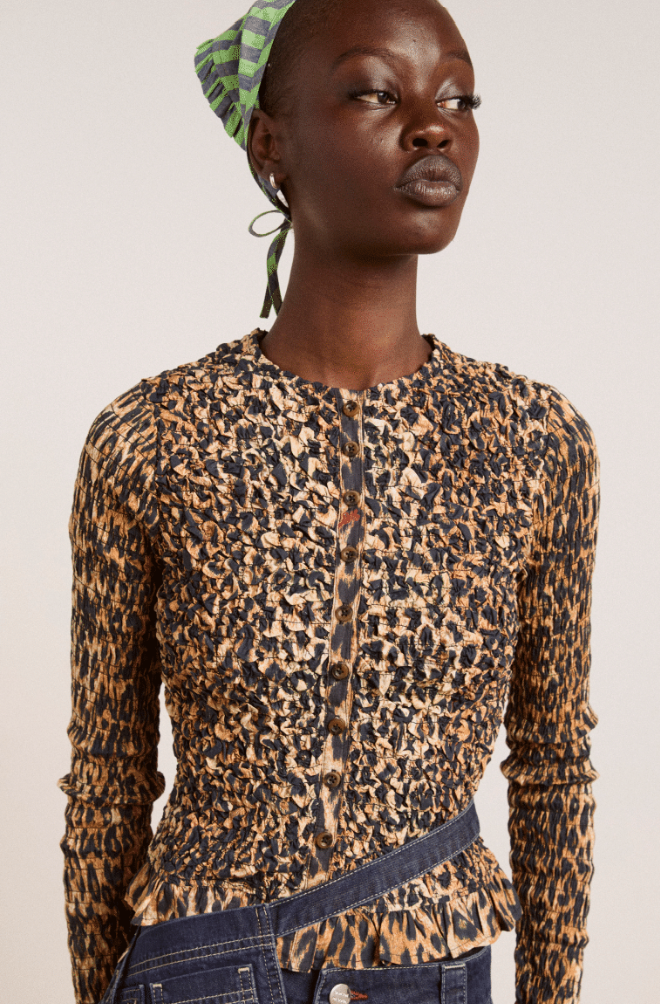 Elliana Leopard Smocked Cardigan