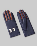 Navy Eyes Leather Gloves