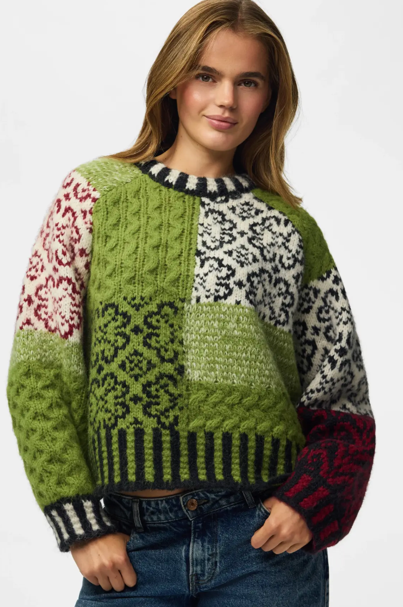Green Patch work Jumper