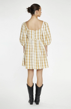 Check Square Neck Mini Dress