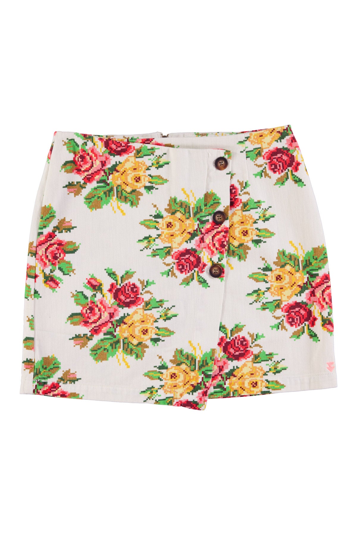 Short Asymmetrical Floral Skirt