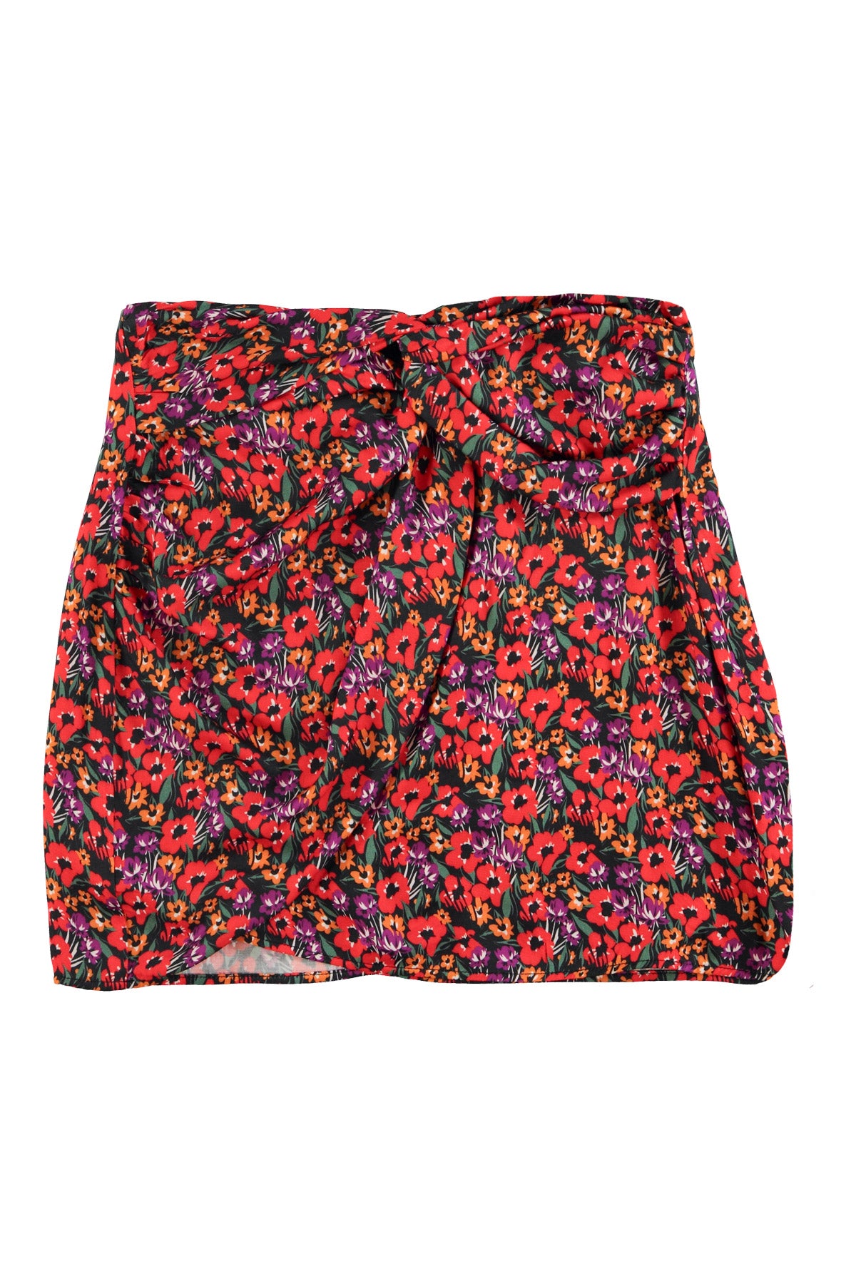 Pink Red Floral Wraparound Skirt