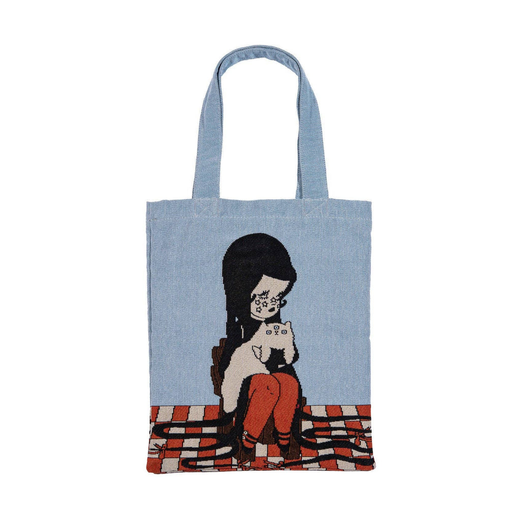 Love Cats Blanco Woven Tote