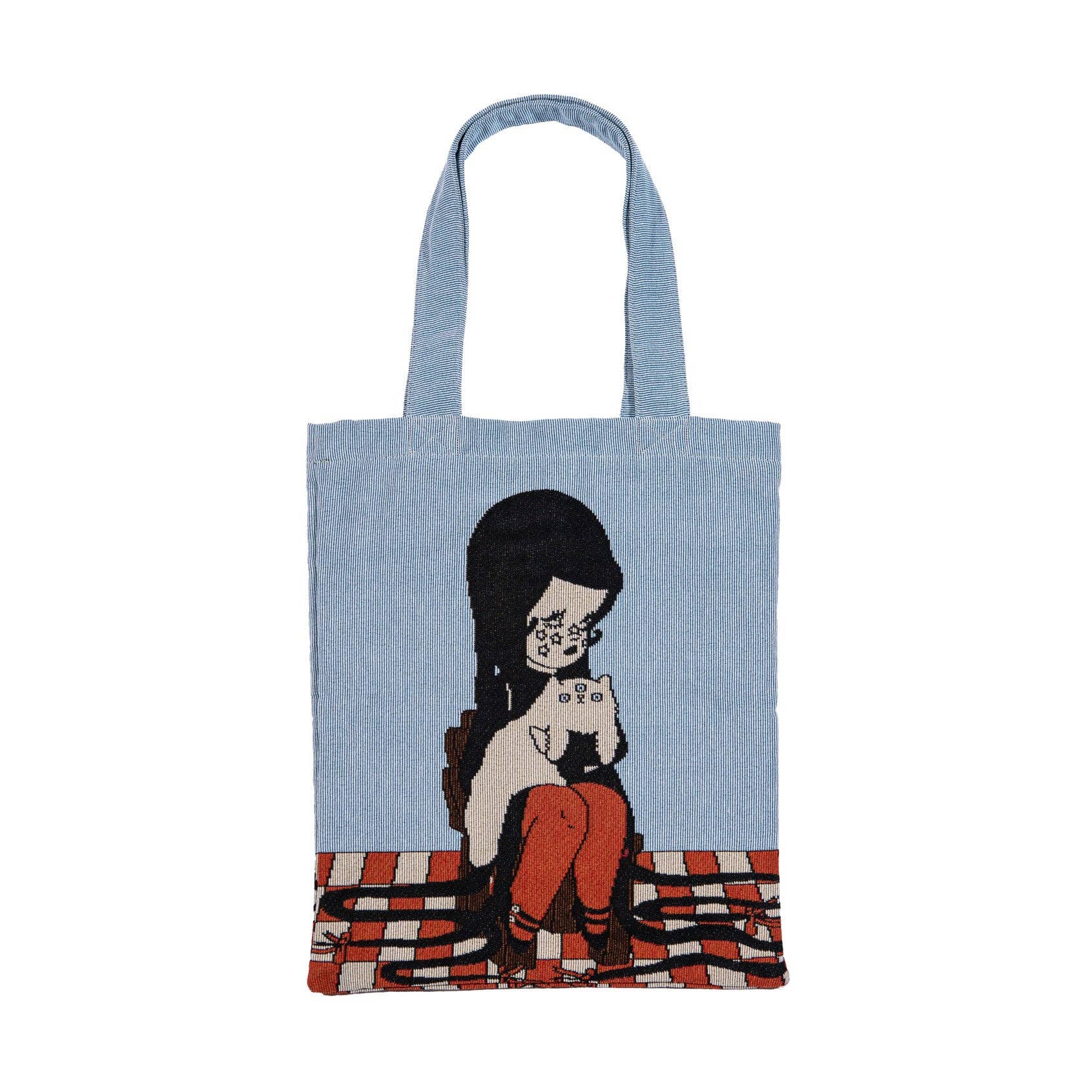 Love Cats Blanco Woven Tote