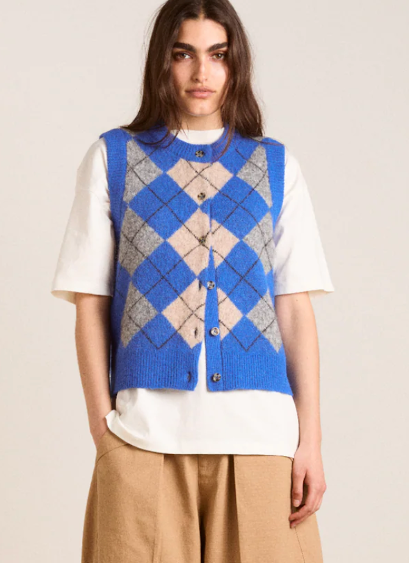Blue Argyle Knitted Vest