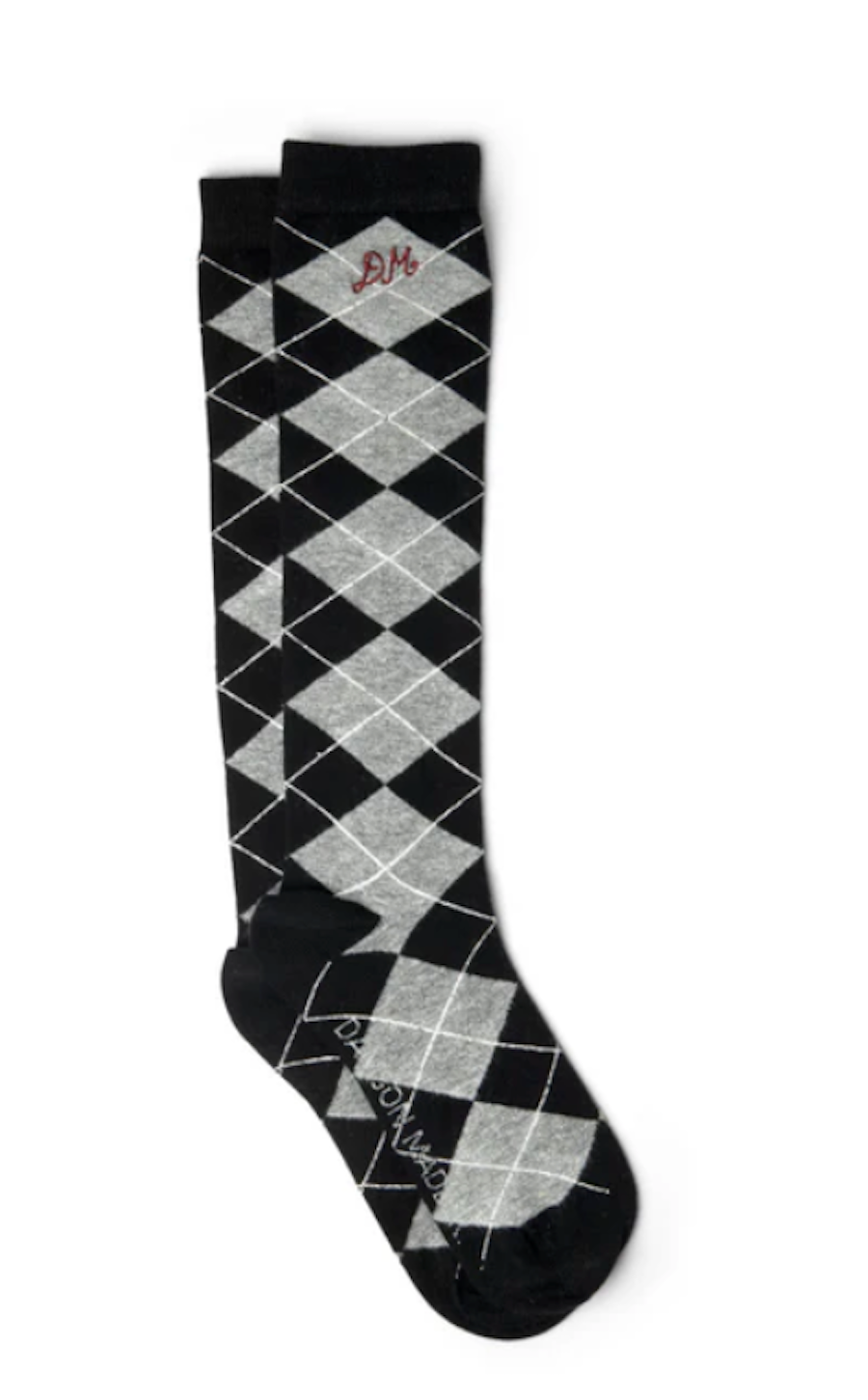 Black Knee Length Argyle Socks