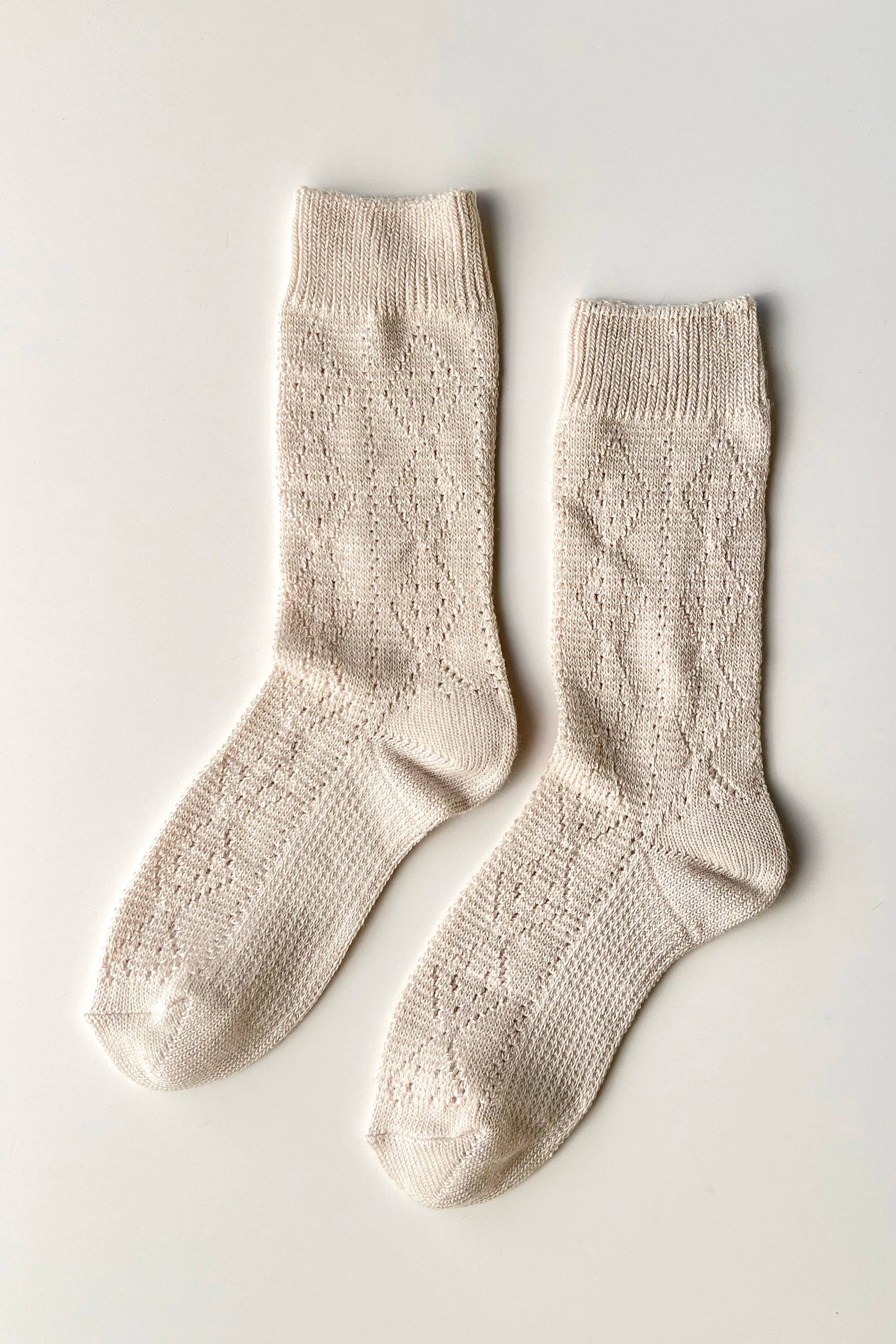 Modal Eyelet Socks Oyster
