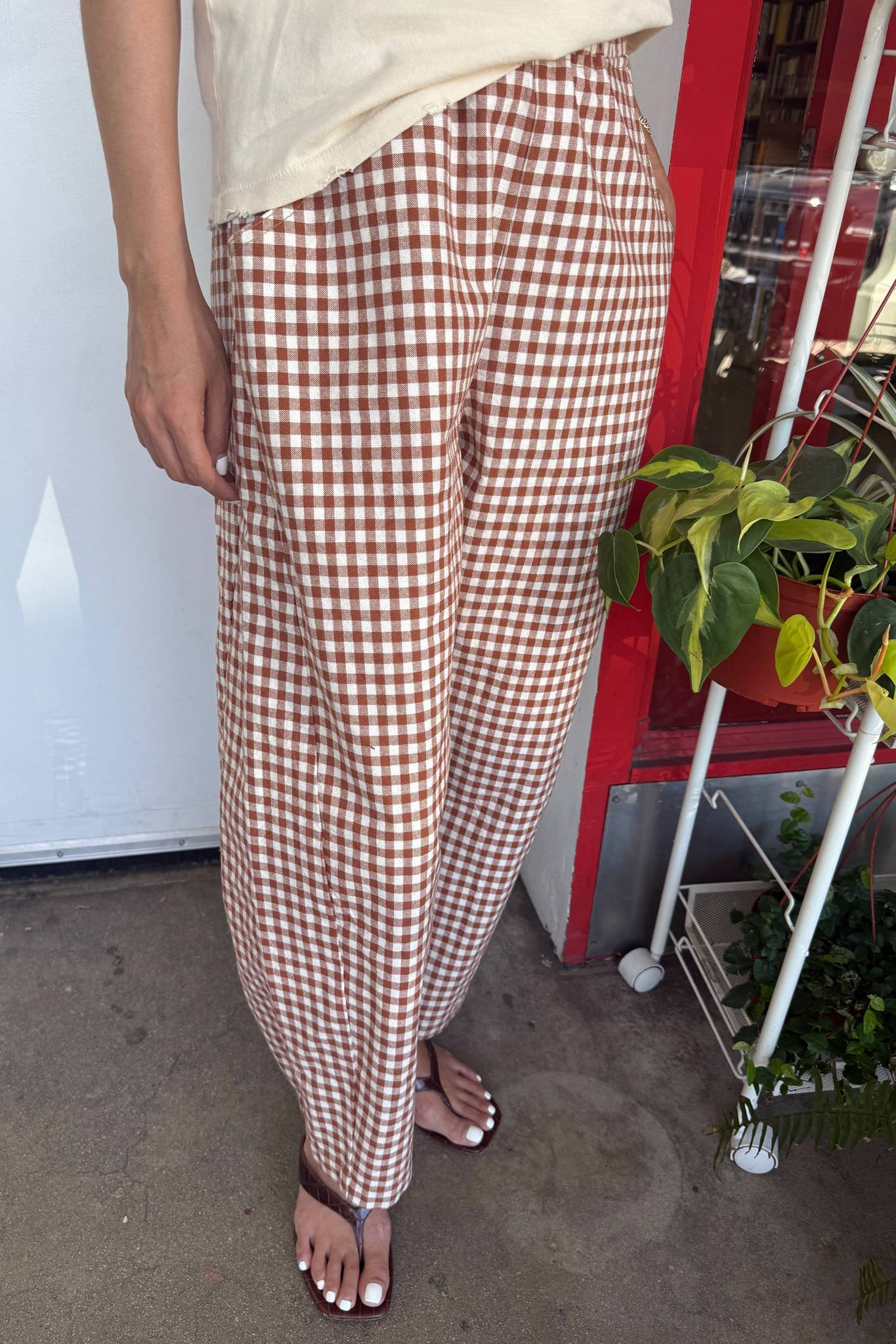 Caramel Gingham Arc Pants