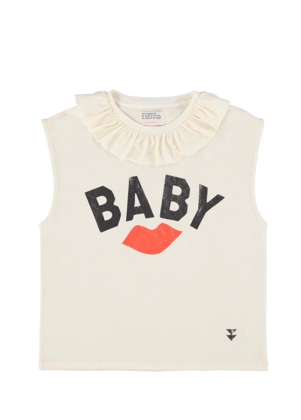 Sleeveless t shirt Collar Lip Print