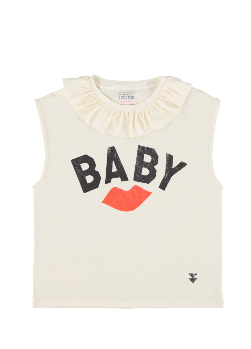 Sleeveless t shirt Collar Lip Print