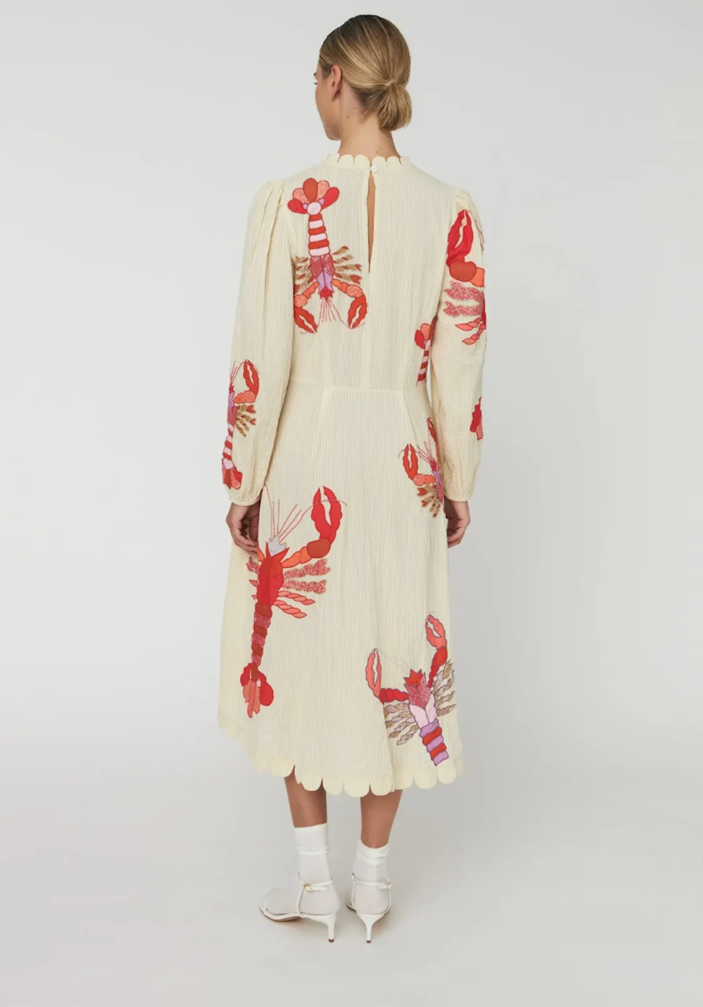 Lobster Embroidered Midi Dress