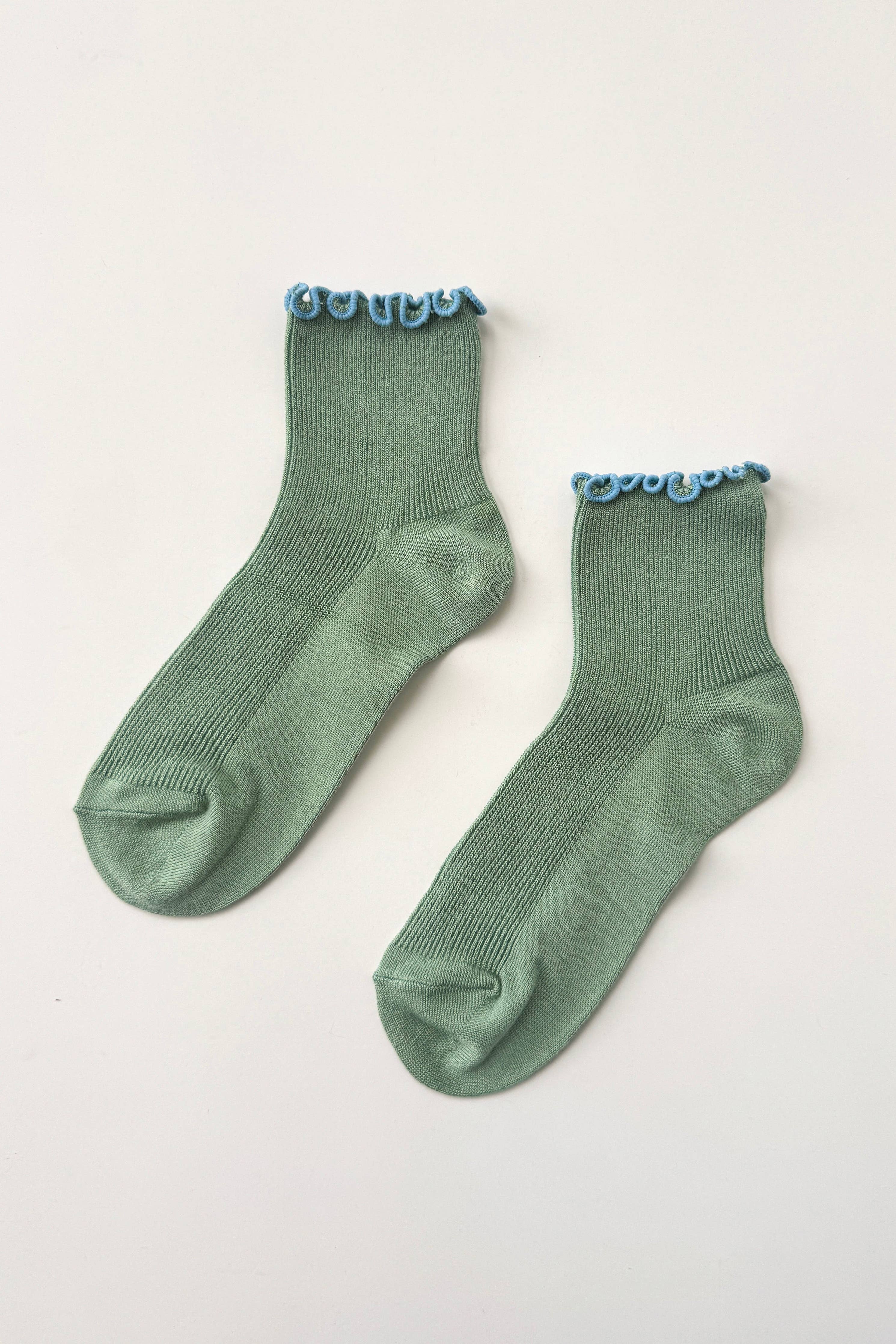 Petite Ruffled Socks SEA GLASS / POWDER BLUE