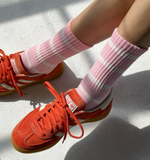 Load image into Gallery viewer, Pink Striped Boyfriend Socks
