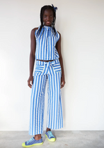 Load image into Gallery viewer, Bow Front Blue Stripe Trousers
