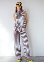 Load image into Gallery viewer, Bow Front Brown Stripe Trousers
