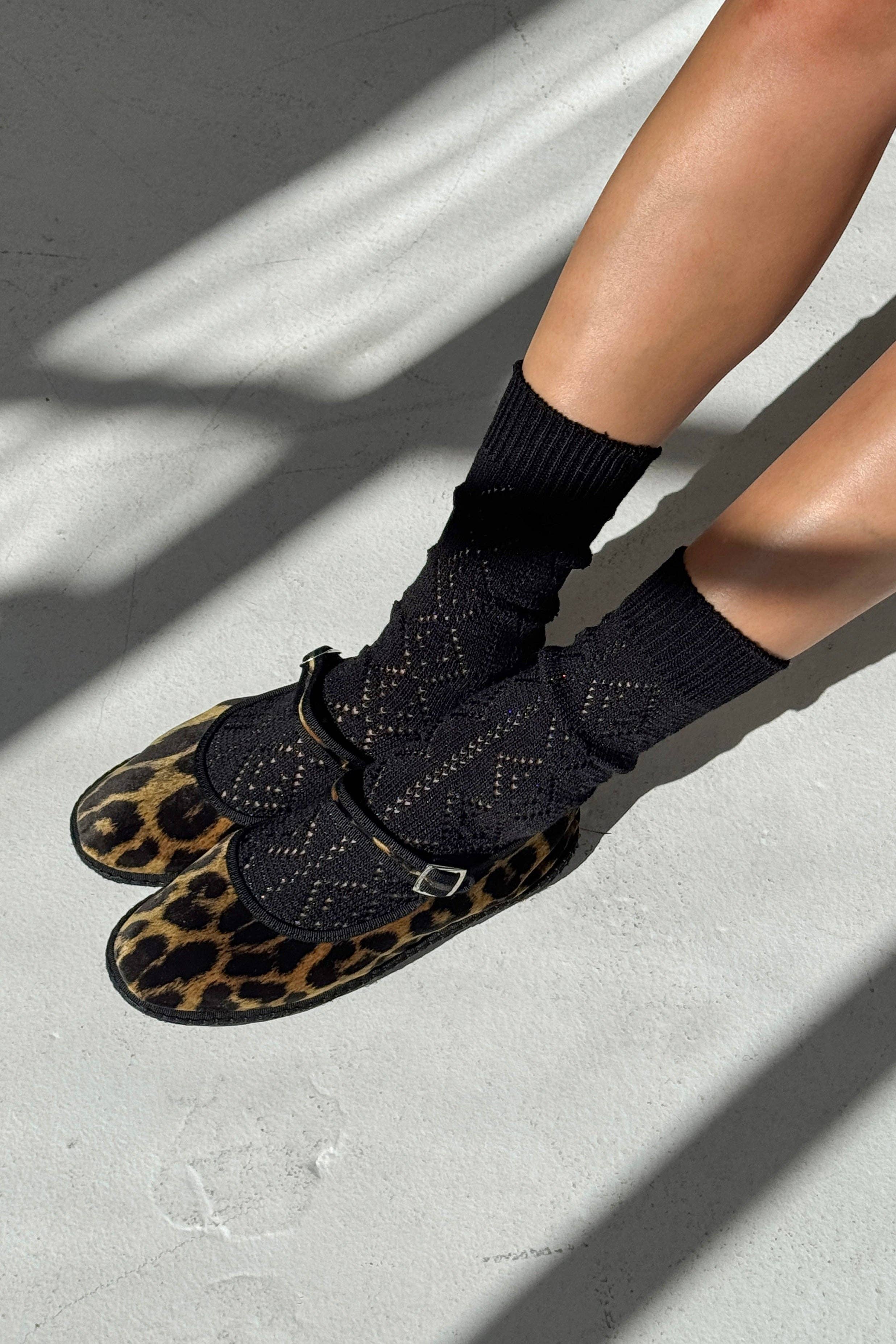 Pointelle Socks Black