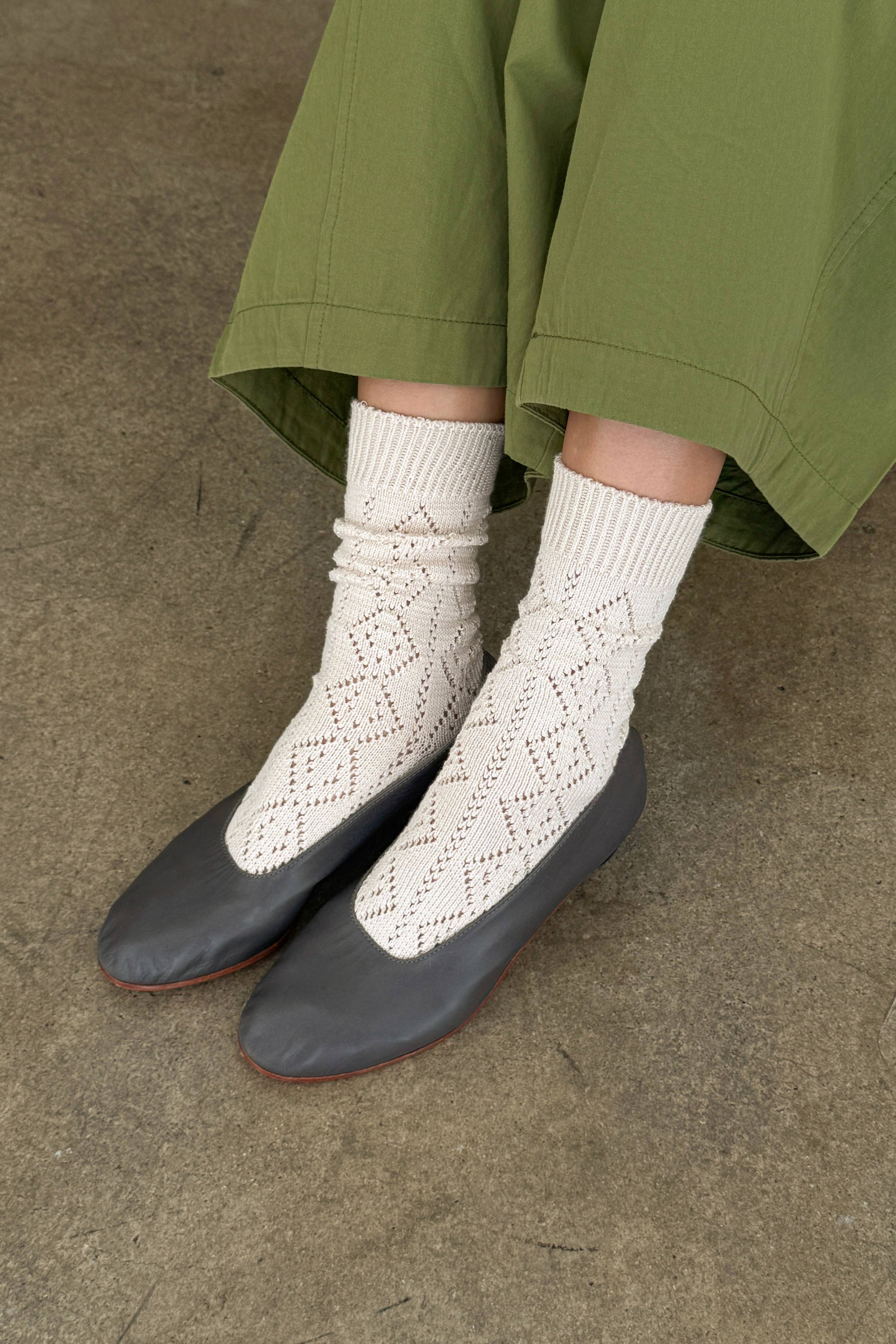 Modal Eyelet Socks Oyster