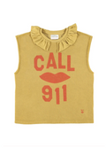 Camel Ruffle Collar t Shirt Call 911