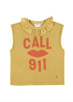 Camel Ruffle Collar t Shirt Call 911