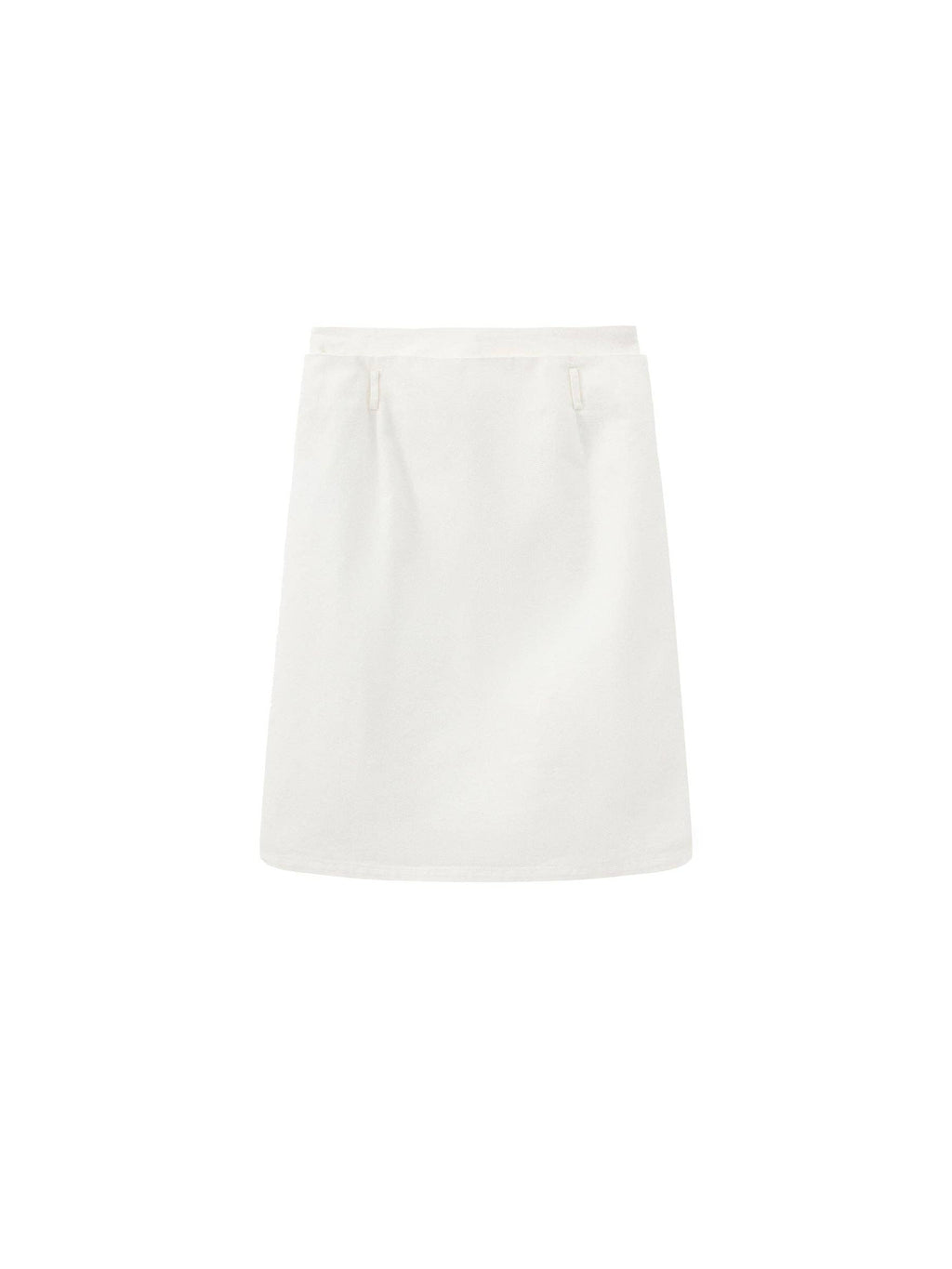 Double-Waist Straight Midi Skirt: White / M