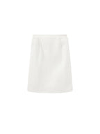Double-Waist Straight Midi Skirt: White / M