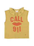 Camel Ruffle Collar t Shirt Call 911