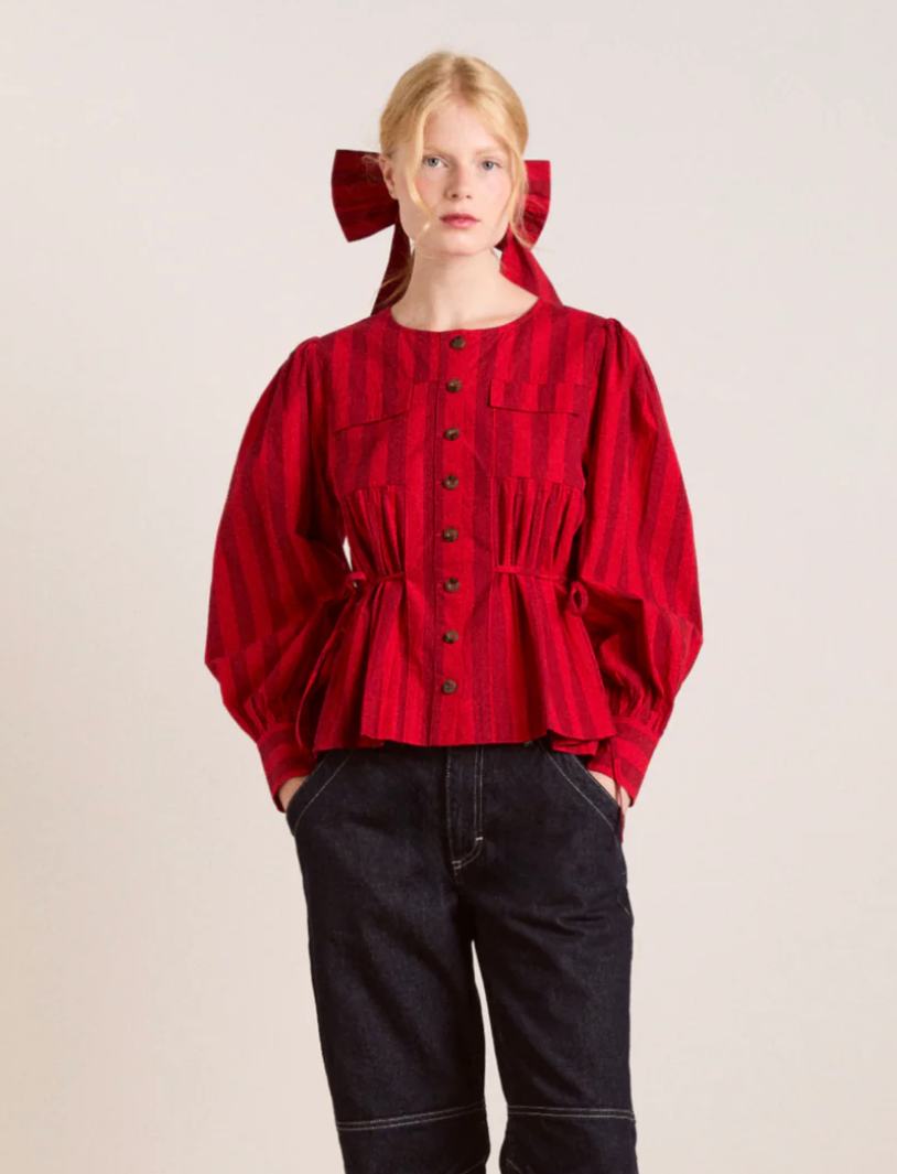 Charlize Red Stripe Blouse