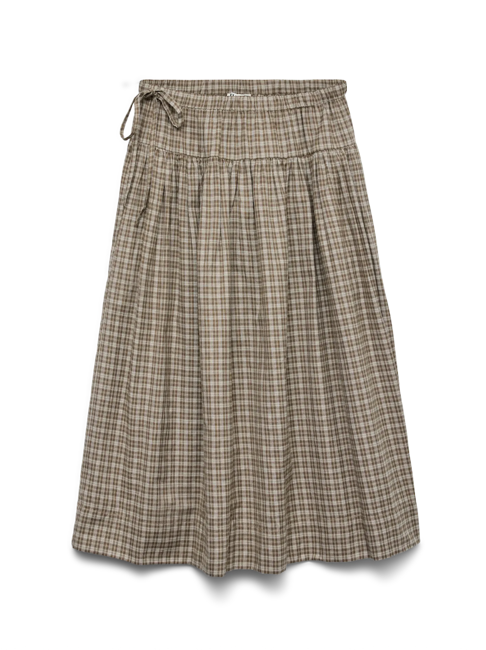 Biscuit Cotton Check Skirt