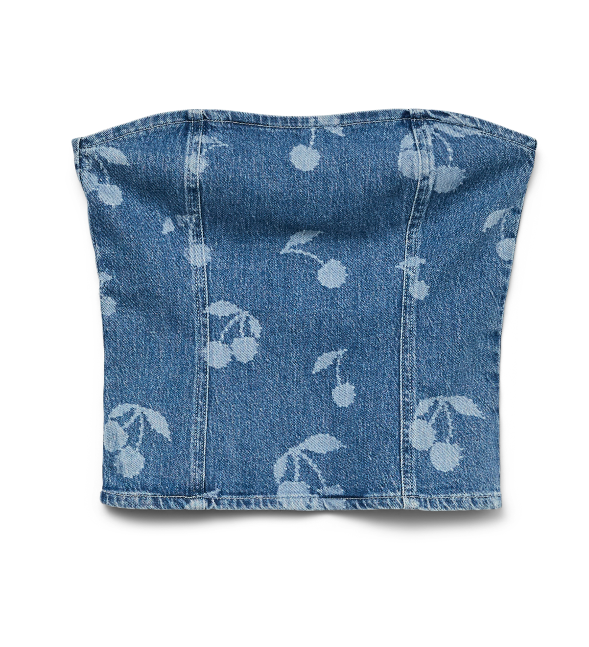 Denim Cherry Bandeau Top