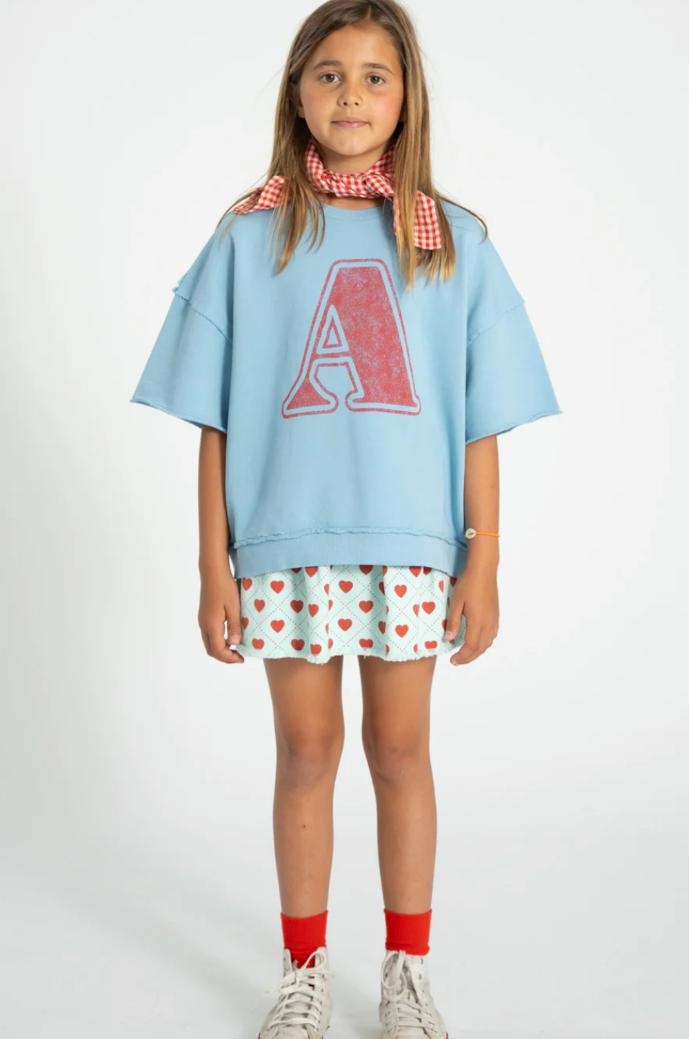 Red Hearts Blue Skirt