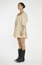 Check Square Neck Mini Dress