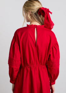 Clancy Red Embroidered Mini Dress