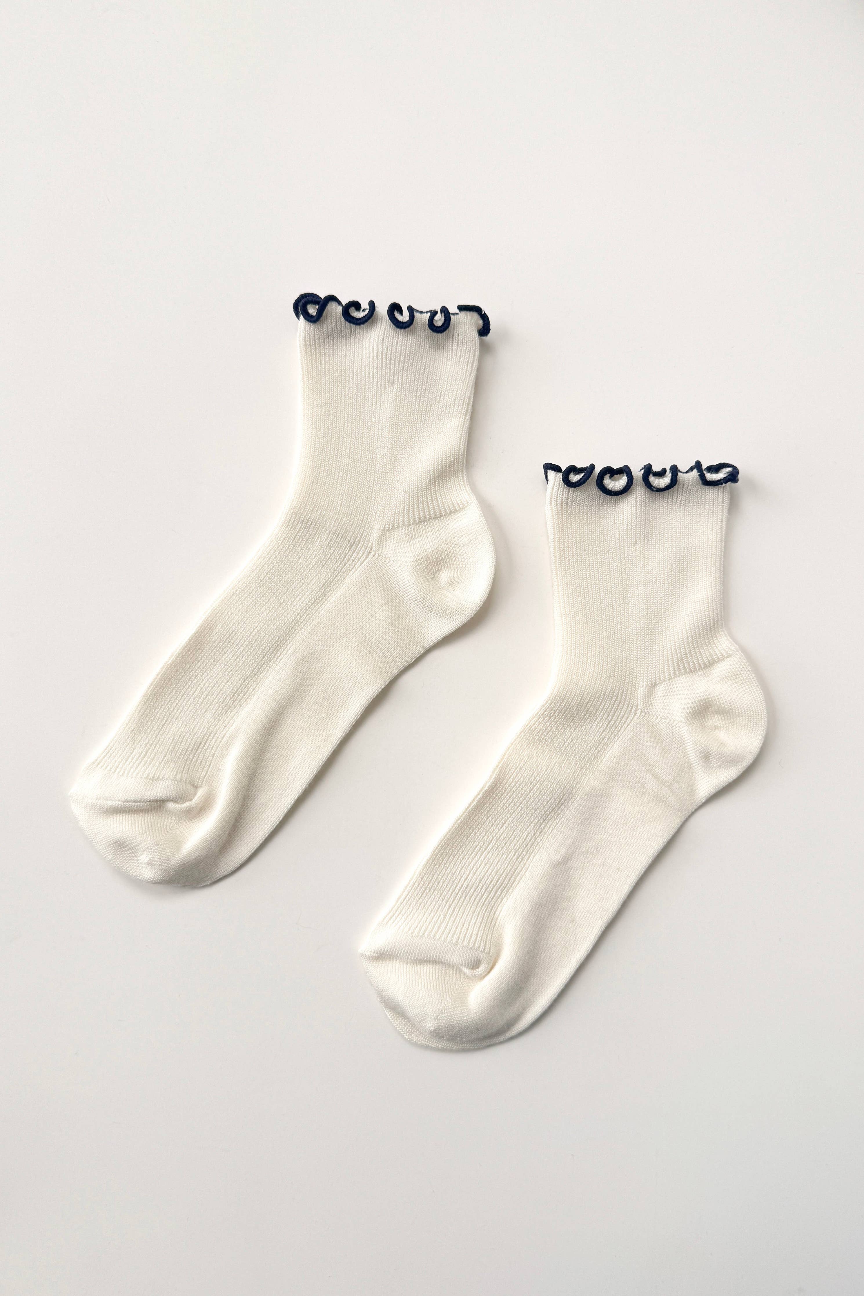 Petite Ruffled Socks SOFT WHITE / NAVY