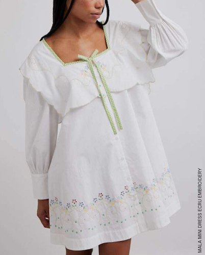 White Embroidered Mini Dress