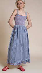 Blue Gingham Maxi Dress