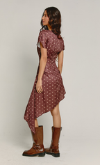 Polka Dot Asymmetric Midi Dress
