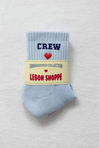 Embroidered Crew Socks SKY BLUE
