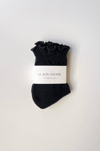 Ruffled Crew Socks BLACK / BLACK