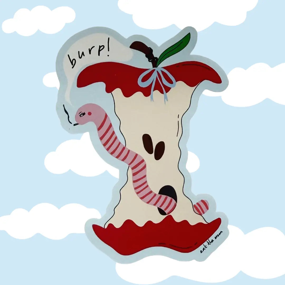 Worm Apple Glossy Sticker
