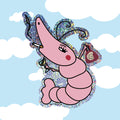 Shrimpy glitter vinyl sticker, die cut sticker sparkle