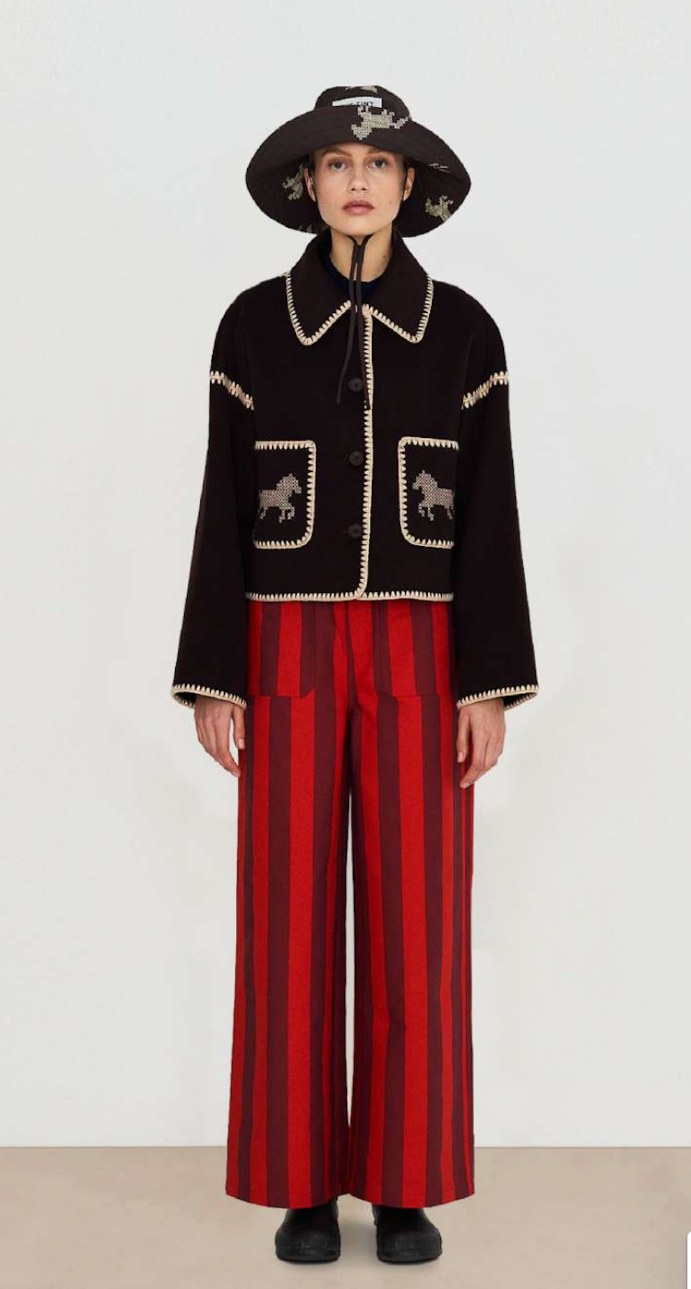 Short Horses Embroidered Coat