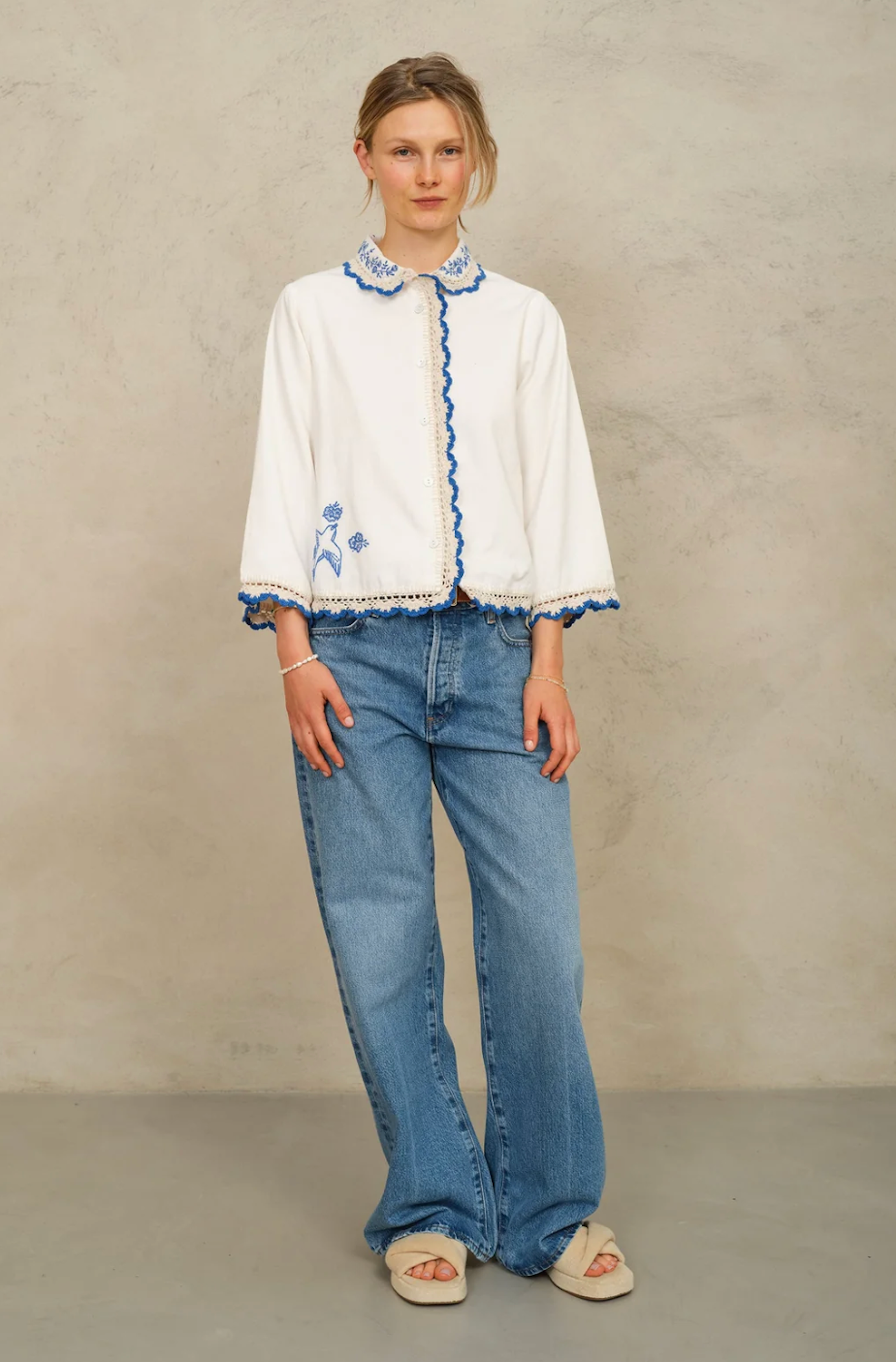 Frady Crochet Trim  Top